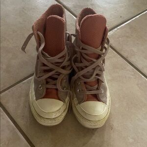 Converse High-Top Sneakers in Pink and Cream